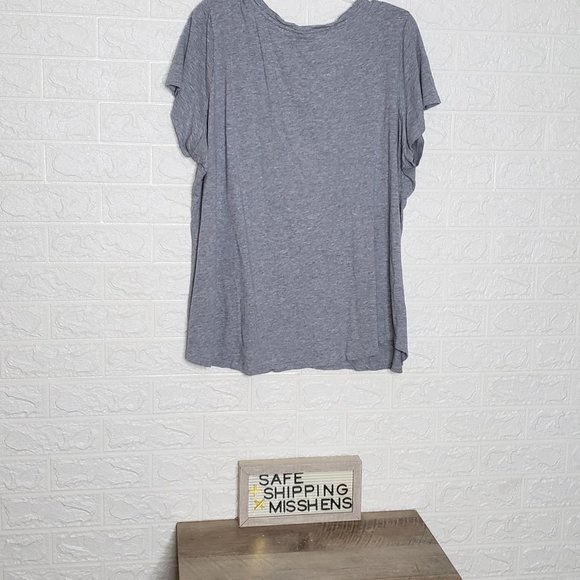 TORRID EUC V NECK STRETCHY HEATHER GREY TEE SHIRT TOP - Picture 3 of 5
